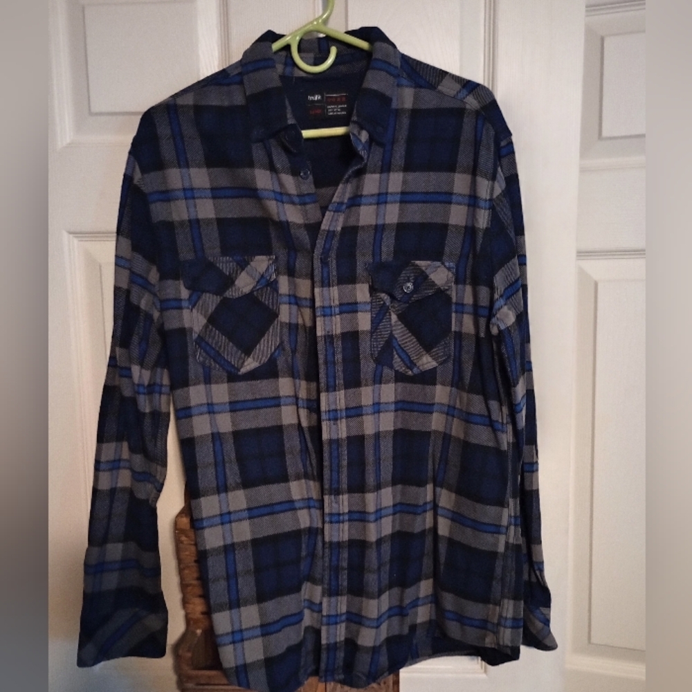 Trukfit Navy and Gray Plaid Button Down Shirt